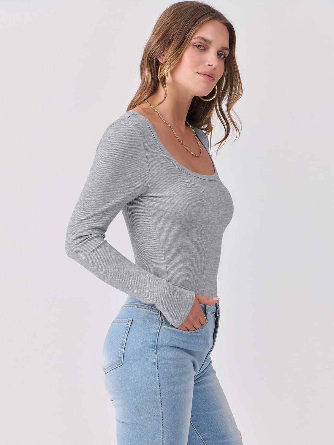 imageANRABESS Womens Long Sleeve Shirts Scoop Neck Ribbed Knit Slim Fitted Tops Casual Basic Tee 2025 Fall Fashion Outfits ClothesGrey
