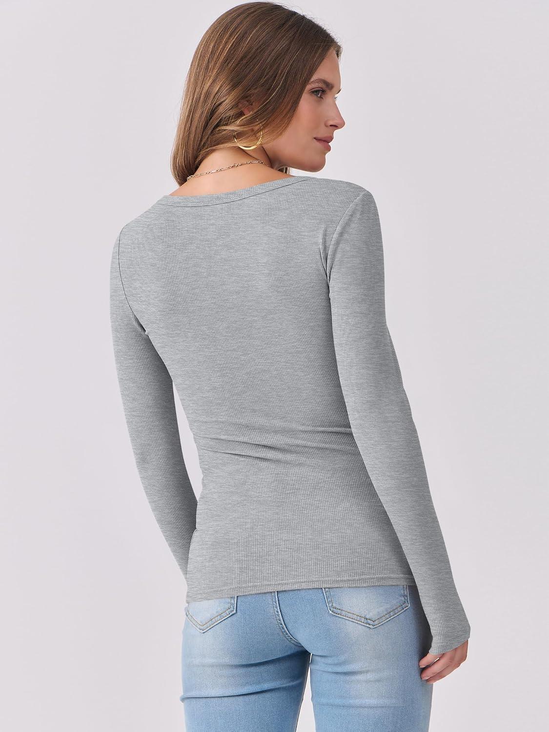 imageANRABESS Womens Long Sleeve Shirts Scoop Neck Ribbed Knit Slim Fitted Tops Casual Basic Tee 2025 Fall Fashion Outfits ClothesGrey