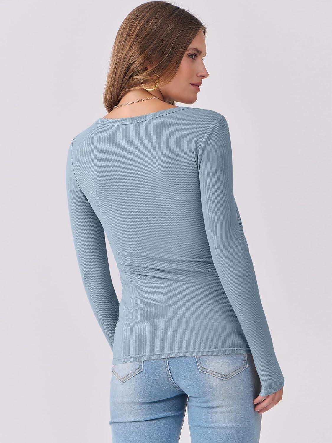 imageANRABESS Womens Long Sleeve Shirts Scoop Neck Ribbed Knit Slim Fitted Tops Casual Basic Tee 2025 Fall Fashion Outfits ClothesGrey Blue