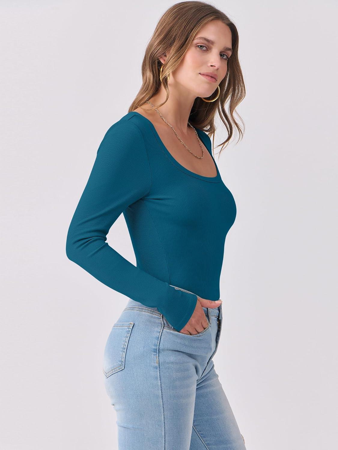 imageANRABESS Womens Long Sleeve Shirts Scoop Neck Ribbed Knit Slim Fitted Tops Casual Basic Tee 2025 Fall Fashion Outfits ClothesLake Blue