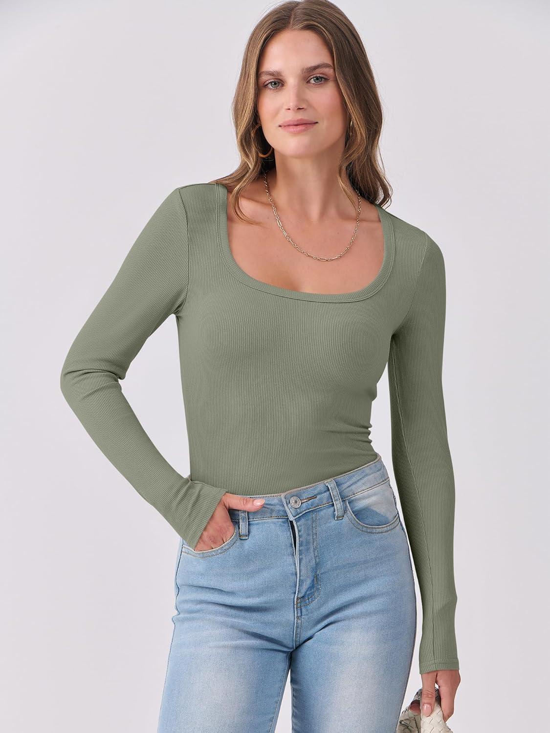 imageANRABESS Womens Long Sleeve Shirts Scoop Neck Ribbed Knit Slim Fitted Tops Casual Basic Tee 2025 Fall Fashion Outfits ClothesOlive