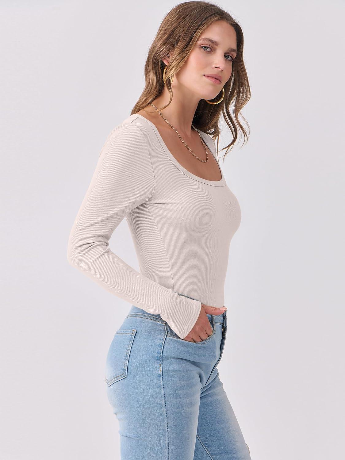 imageANRABESS Womens Long Sleeve Shirts Scoop Neck Ribbed Knit Slim Fitted Tops Casual Basic Tee 2025 Fall Fashion Outfits ClothesParchment