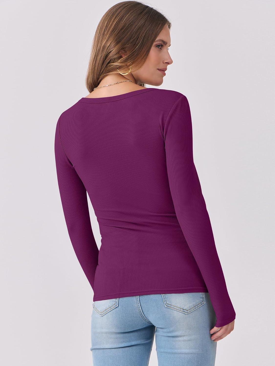 imageANRABESS Womens Long Sleeve Shirts Scoop Neck Ribbed Knit Slim Fitted Tops Casual Basic Tee 2025 Fall Fashion Outfits ClothesPurple