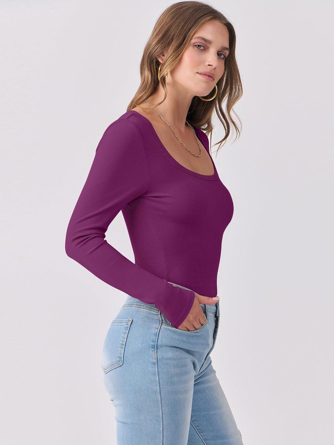 imageANRABESS Womens Long Sleeve Shirts Scoop Neck Ribbed Knit Slim Fitted Tops Casual Basic Tee 2025 Fall Fashion Outfits ClothesPurple