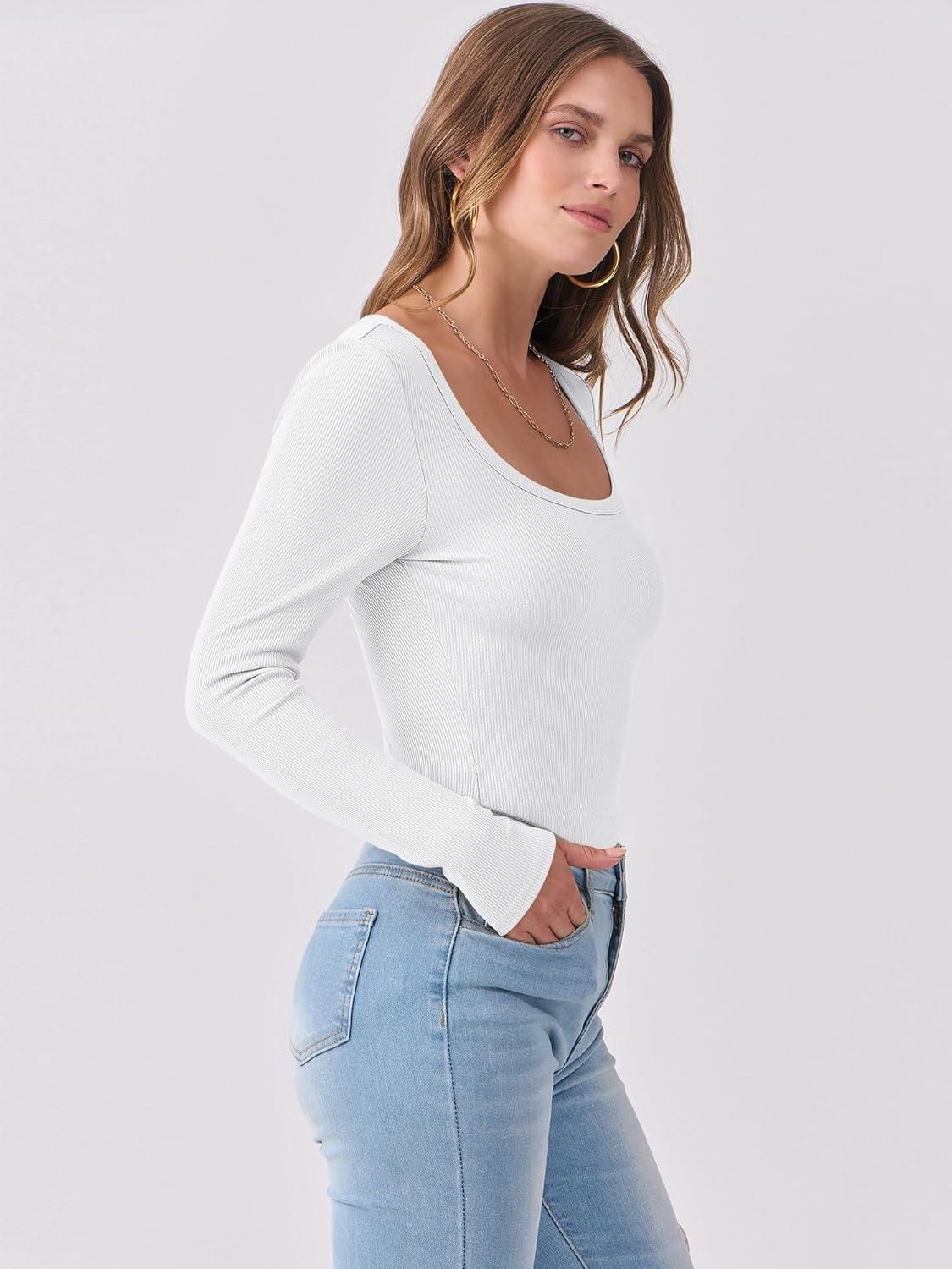 imageANRABESS Womens Long Sleeve Shirts Scoop Neck Ribbed Knit Slim Fitted Tops Casual Basic Tee 2025 Fall Fashion Outfits ClothesWhite