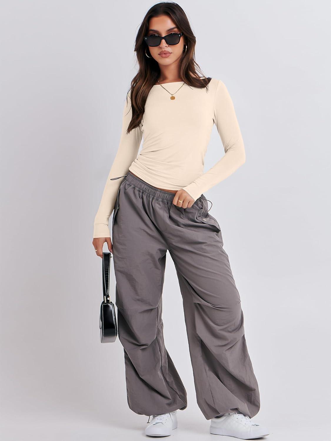 imageANRABESS Womens Long Sleeve Shirts Tight Fitted Going Out Crop Tops Crewneck Basic Tee Y2k Fall Outfits Teens Girls ClothesApricot