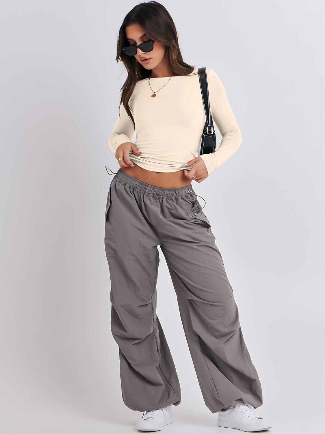 imageANRABESS Womens Long Sleeve Shirts Tight Fitted Going Out Crop Tops Crewneck Basic Tee Y2k Fall Outfits Teens Girls ClothesApricot