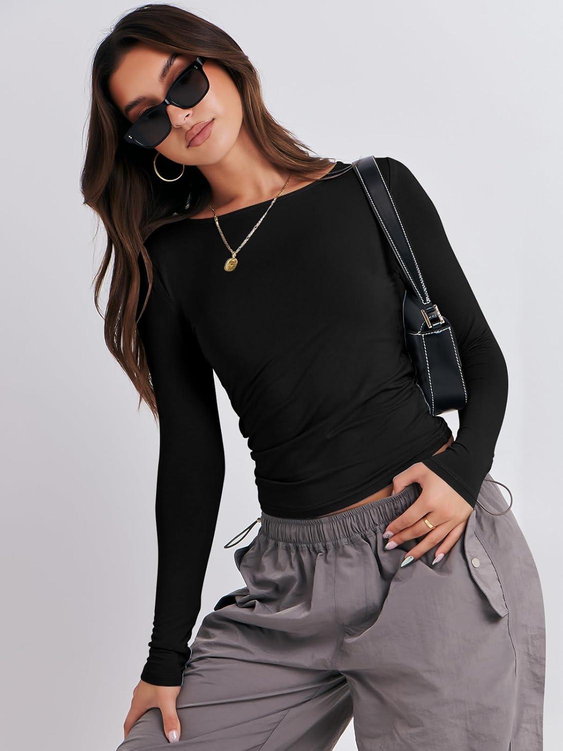 imageANRABESS Womens Long Sleeve Shirts Tight Fitted Going Out Crop Tops Crewneck Basic Tee Y2k Fall Outfits Teens Girls ClothesBlack