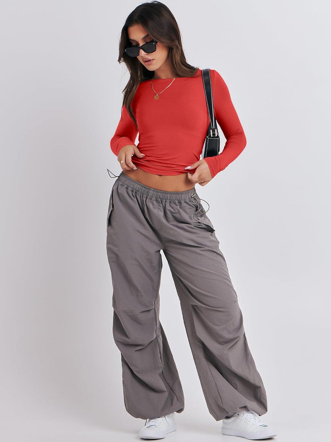 imageANRABESS Womens Long Sleeve Shirts Tight Fitted Going Out Crop Tops Crewneck Basic Tee Y2k Fall Outfits Teens Girls ClothesBrilliant Red