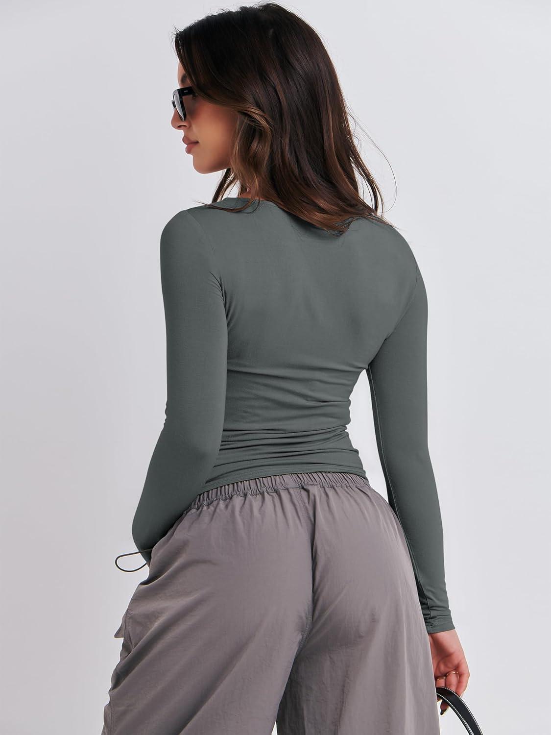 imageANRABESS Womens Long Sleeve Shirts Tight Fitted Going Out Crop Tops Crewneck Basic Tee Y2k Fall Outfits Teens Girls ClothesDeep Grey