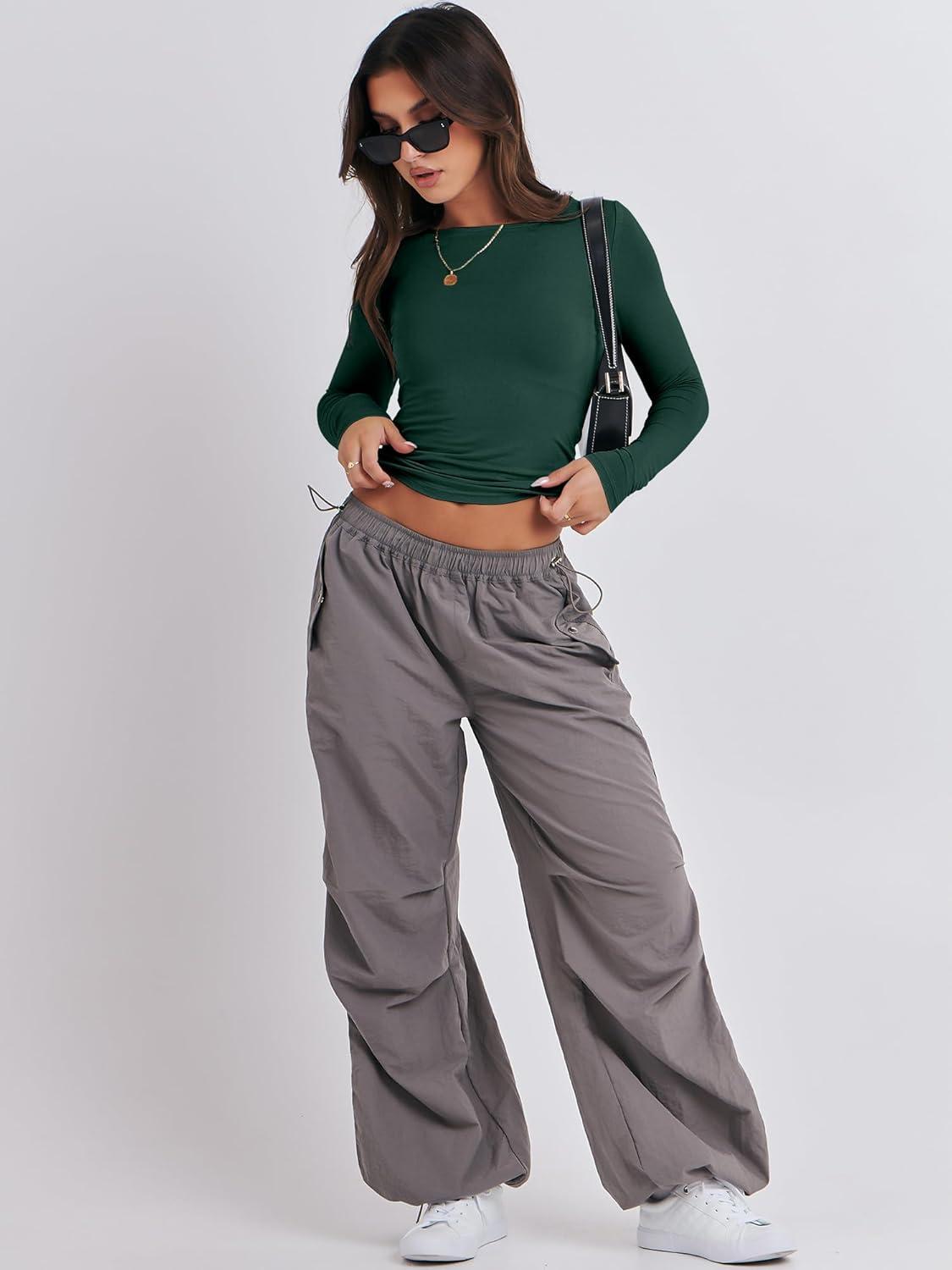 imageANRABESS Womens Long Sleeve Shirts Tight Fitted Going Out Crop Tops Crewneck Basic Tee Y2k Fall Outfits Teens Girls ClothesForest