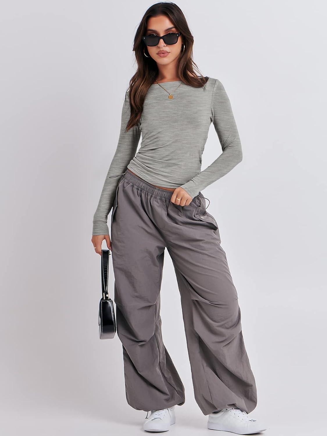 imageANRABESS Womens Long Sleeve Shirts Tight Fitted Going Out Crop Tops Crewneck Basic Tee Y2k Fall Outfits Teens Girls ClothesGrey