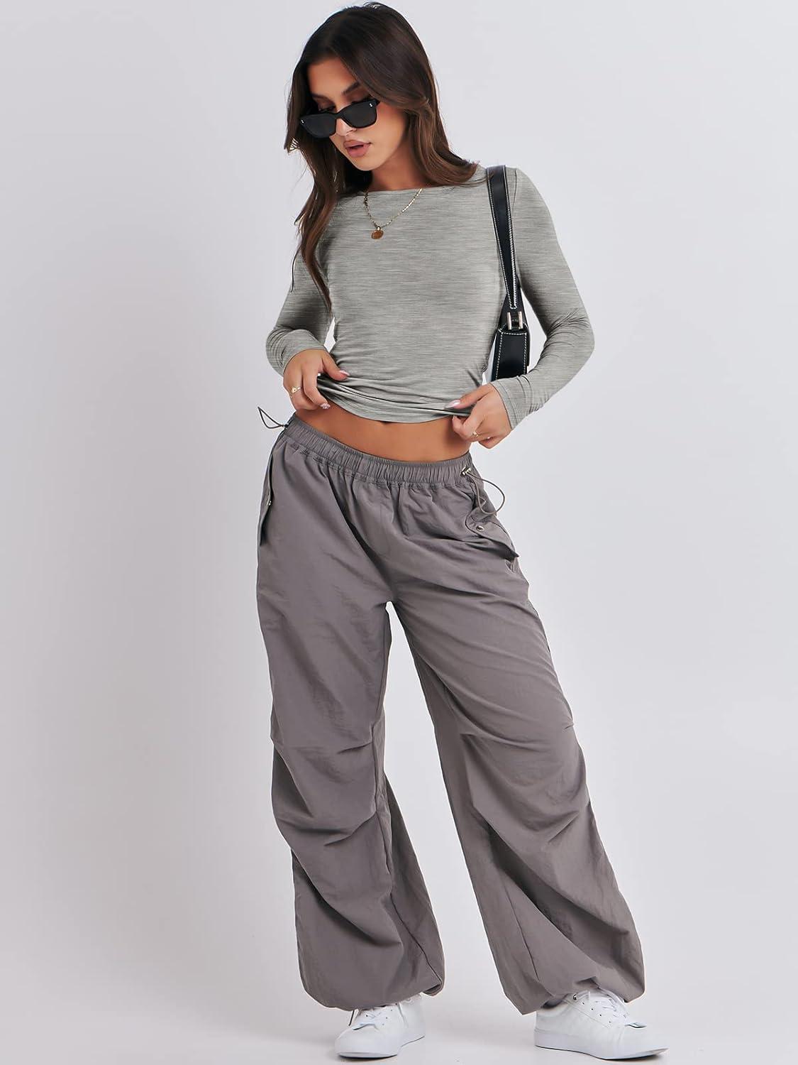 imageANRABESS Womens Long Sleeve Shirts Tight Fitted Going Out Crop Tops Crewneck Basic Tee Y2k Fall Outfits Teens Girls ClothesGrey