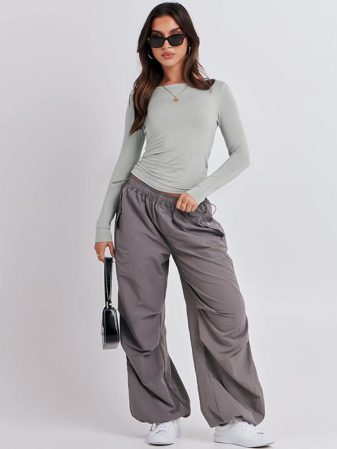 imageANRABESS Womens Long Sleeve Shirts Tight Fitted Going Out Crop Tops Crewneck Basic Tee Y2k Fall Outfits Teens Girls ClothesLight Grey