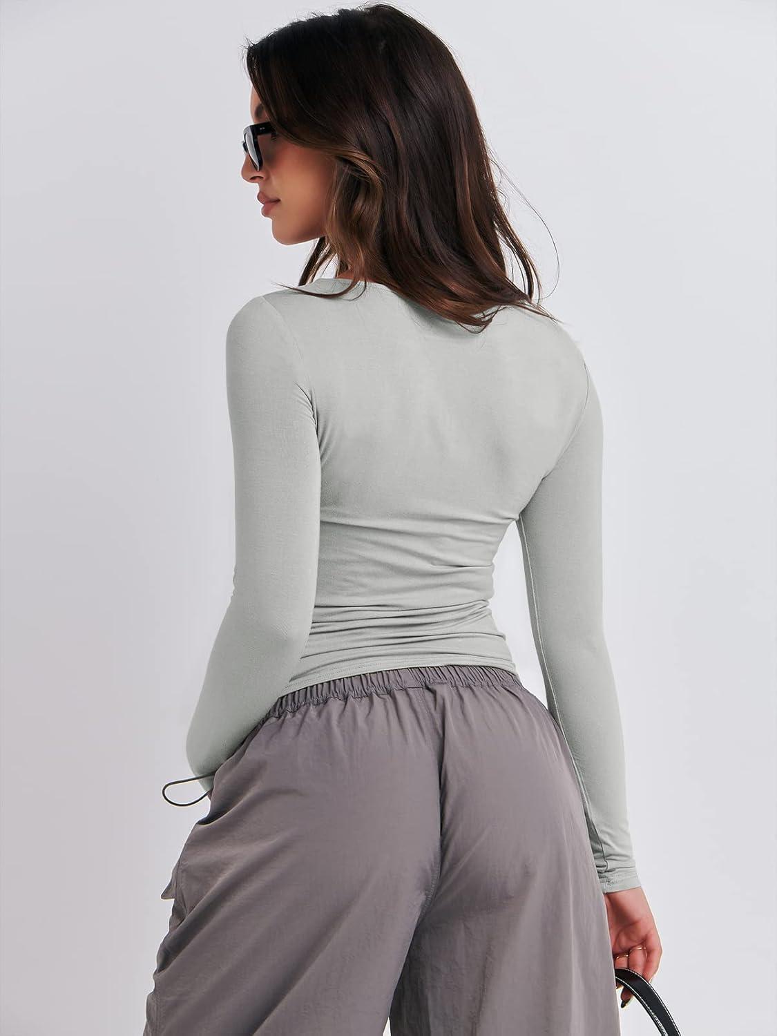 imageANRABESS Womens Long Sleeve Shirts Tight Fitted Going Out Crop Tops Crewneck Basic Tee Y2k Fall Outfits Teens Girls ClothesLight Grey