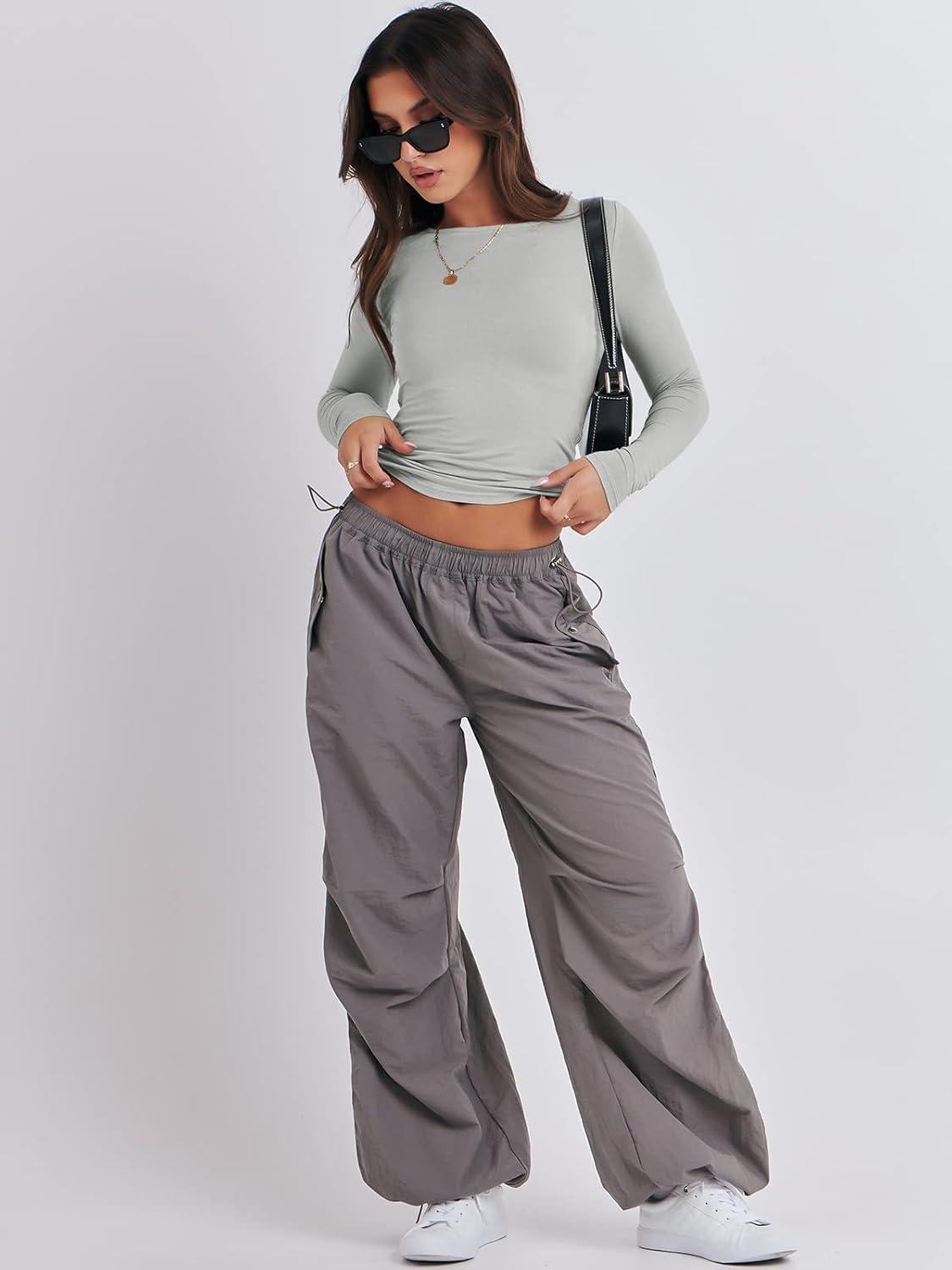 imageANRABESS Womens Long Sleeve Shirts Tight Fitted Going Out Crop Tops Crewneck Basic Tee Y2k Fall Outfits Teens Girls ClothesLight Grey