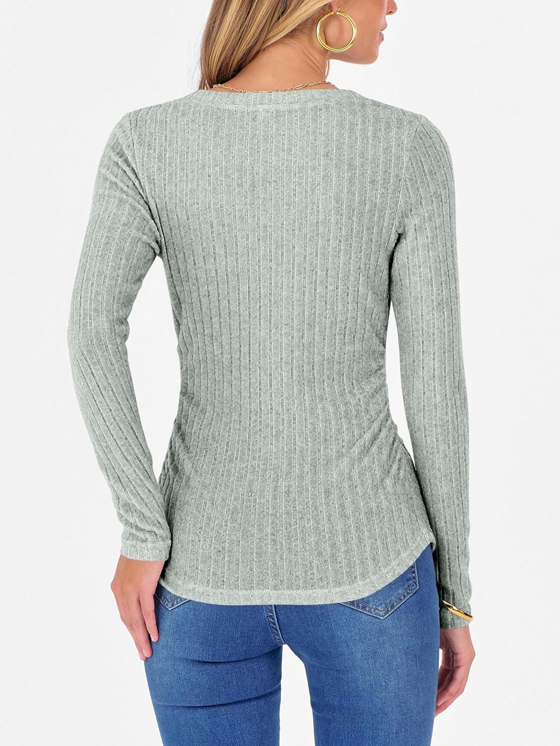 imageANRABESS Womens Long Sleeve Shirts V Neck Ribbed Knit Slim Fit Lightweight Sweater 2025 Fall Dressy Casual Travel Work TopsLight Green