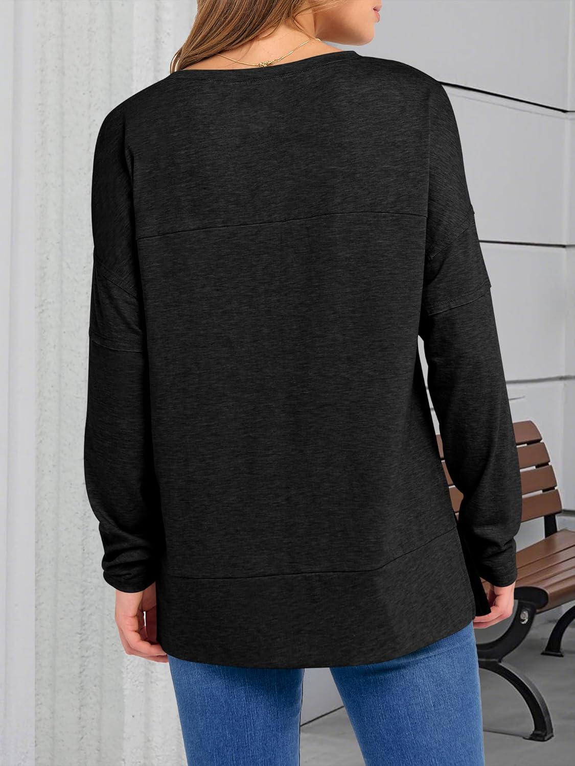 imageANRABESS Womens Long Sleeve T Shirts Split Side Tunic Tops 2025 Fall OutfitsBlack