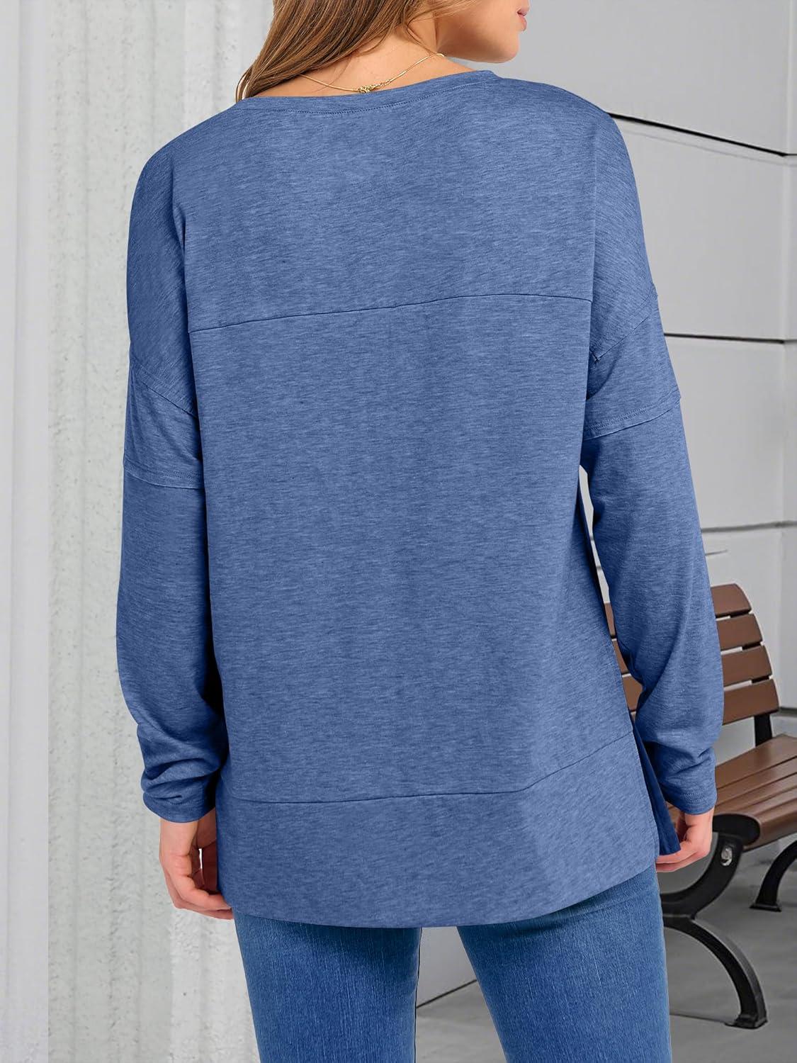 imageANRABESS Womens Long Sleeve T Shirts Split Side Tunic Tops 2025 Fall OutfitsNavy