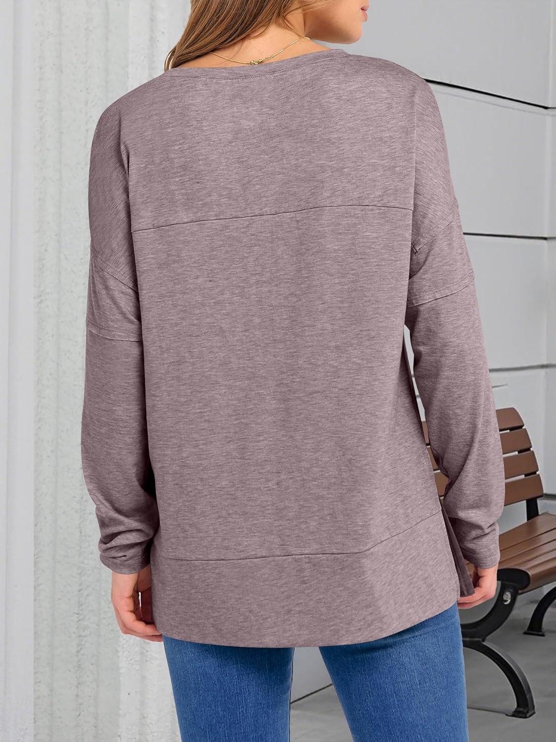 imageANRABESS Womens Long Sleeve T Shirts Split Side Tunic Tops 2025 Fall OutfitsRose Taupe