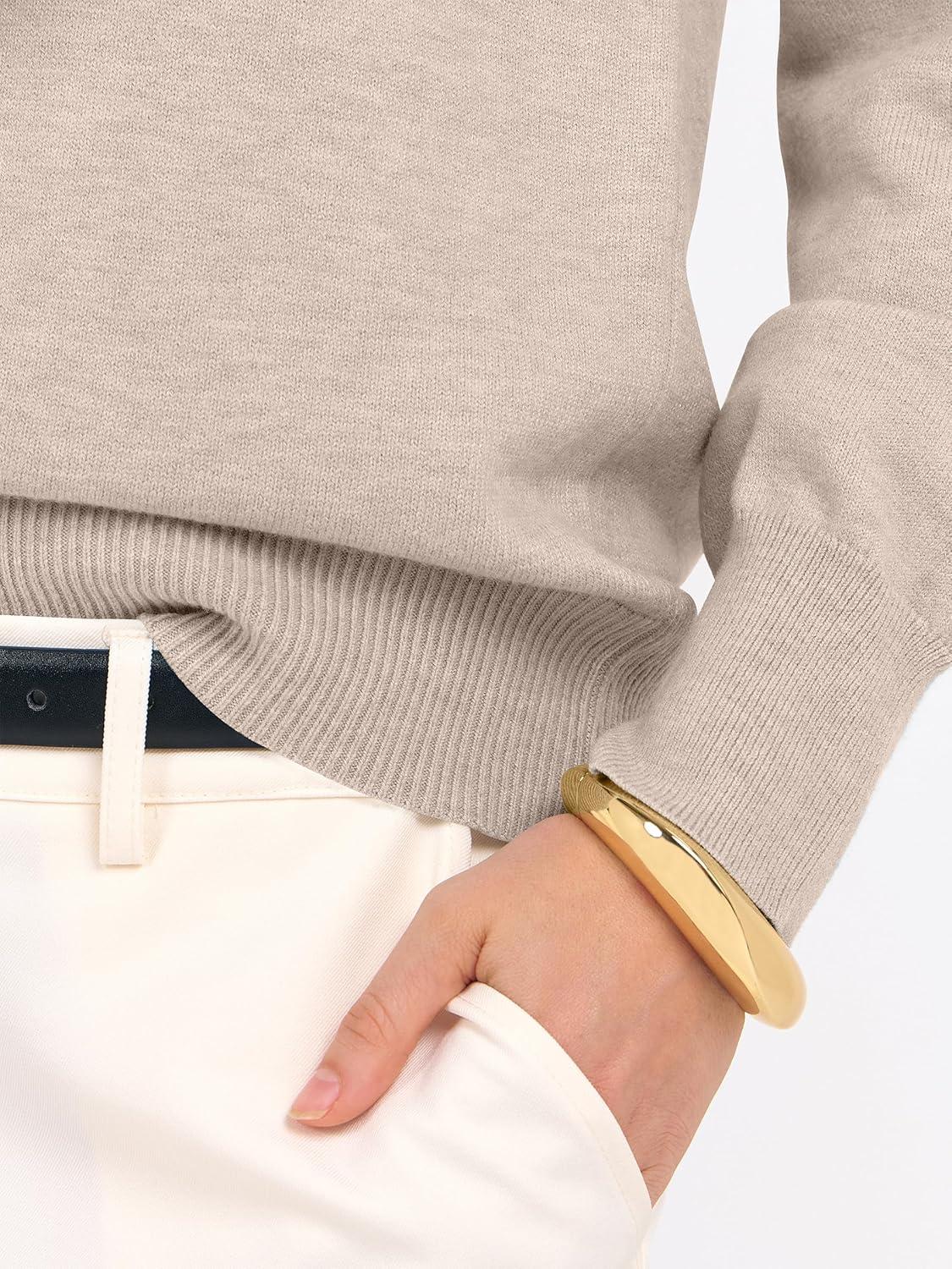 imageANRABESS Womens Long Sleeve V Neck Sweaters 2025 Fall Casual Classic Soft Loose Fit Basic Pullover Jumper TopAlmond