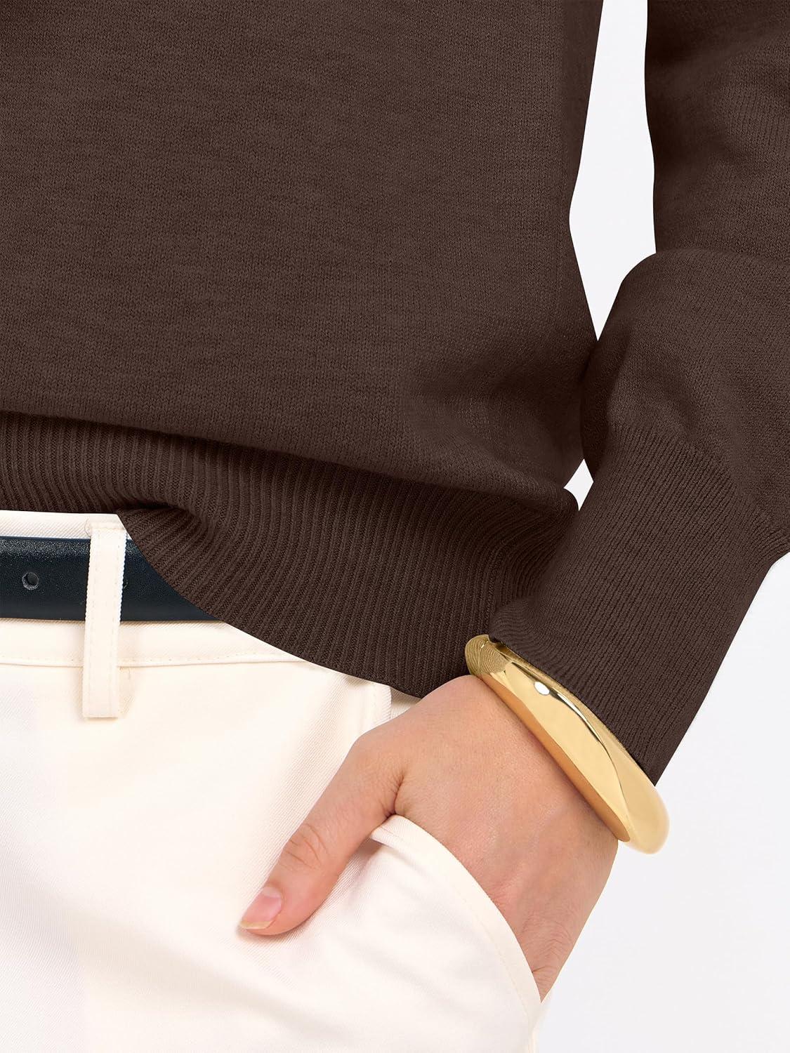 imageANRABESS Womens Long Sleeve V Neck Sweaters 2025 Fall Casual Classic Soft Loose Fit Basic Pullover Jumper TopCoffee