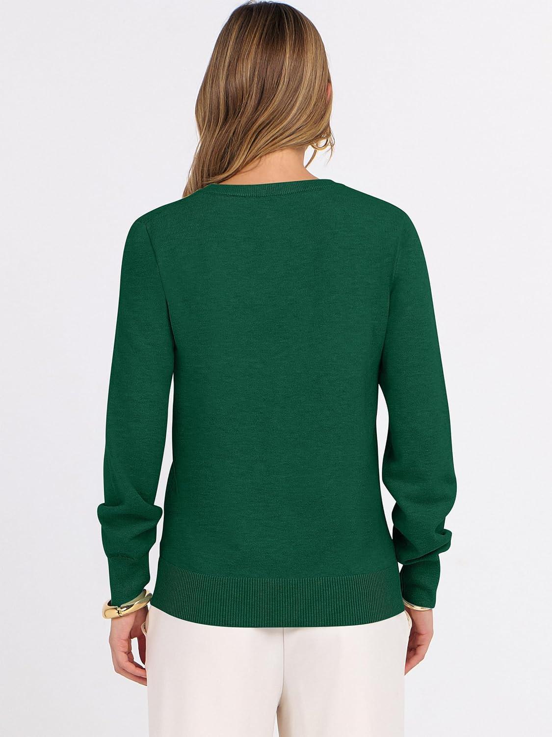imageANRABESS Womens Long Sleeve V Neck Sweaters 2025 Fall Casual Classic Soft Loose Fit Basic Pullover Jumper TopDark Forest Green