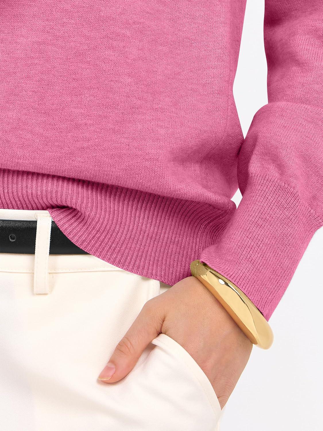 imageANRABESS Womens Long Sleeve V Neck Sweaters 2025 Fall Casual Classic Soft Loose Fit Basic Pullover Jumper TopHot Pink