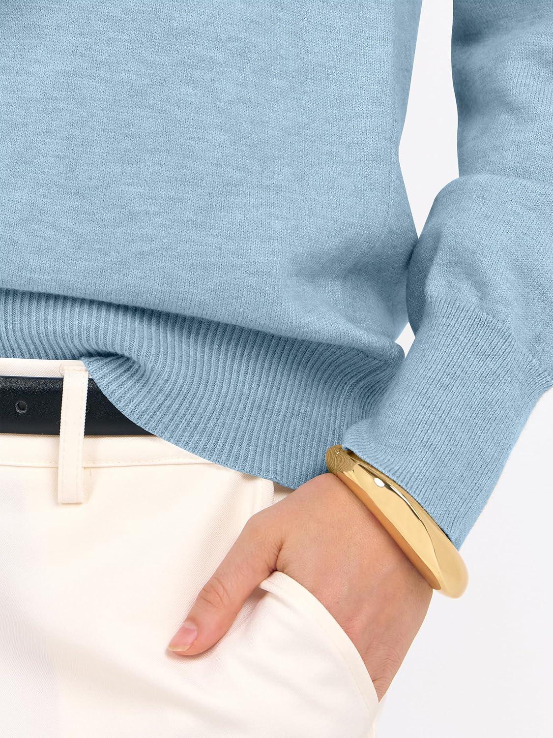 imageANRABESS Womens Long Sleeve V Neck Sweaters 2025 Fall Casual Classic Soft Loose Fit Basic Pullover Jumper TopLight Blue