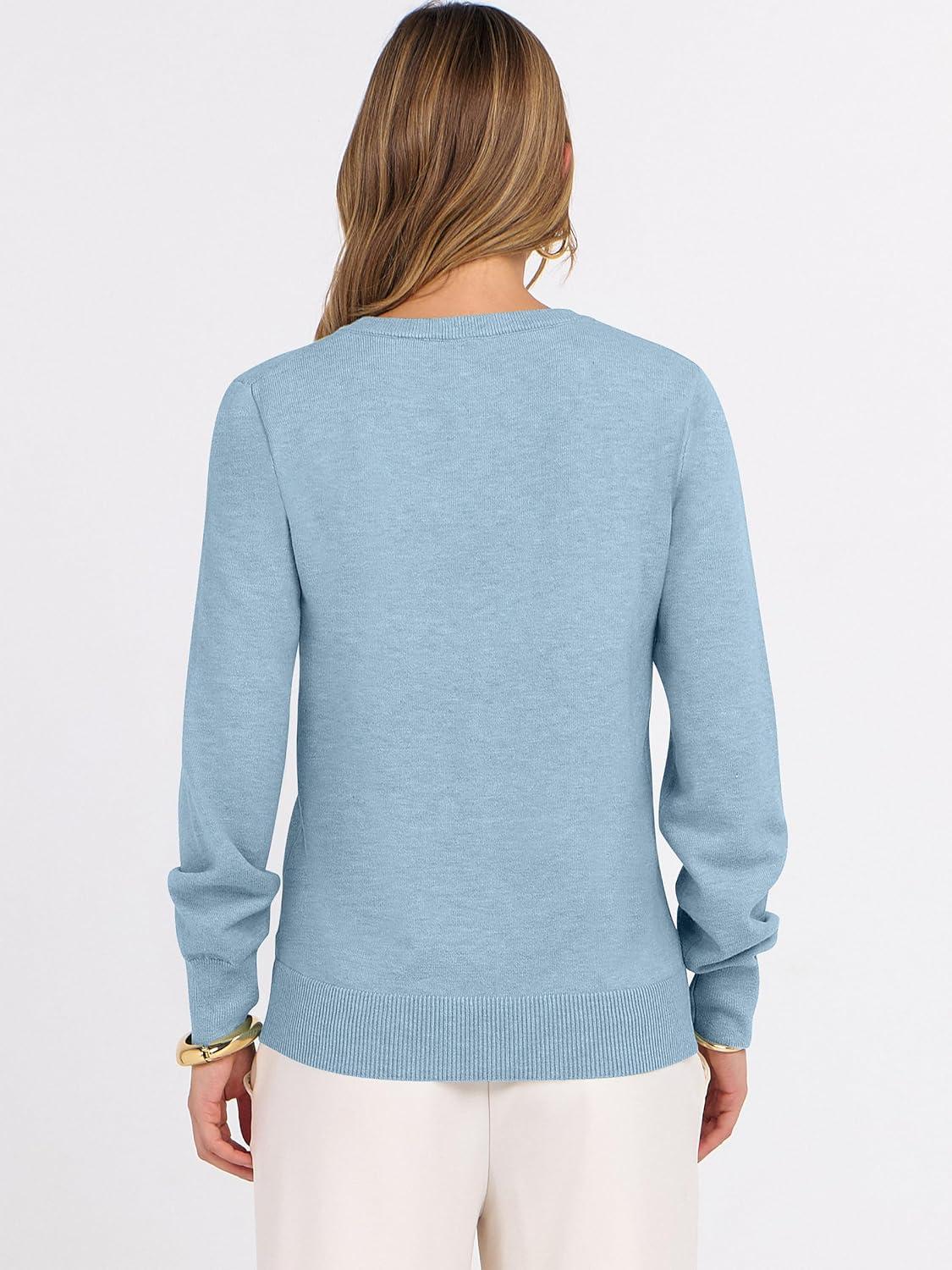imageANRABESS Womens Long Sleeve V Neck Sweaters 2025 Fall Casual Classic Soft Loose Fit Basic Pullover Jumper TopLight Blue