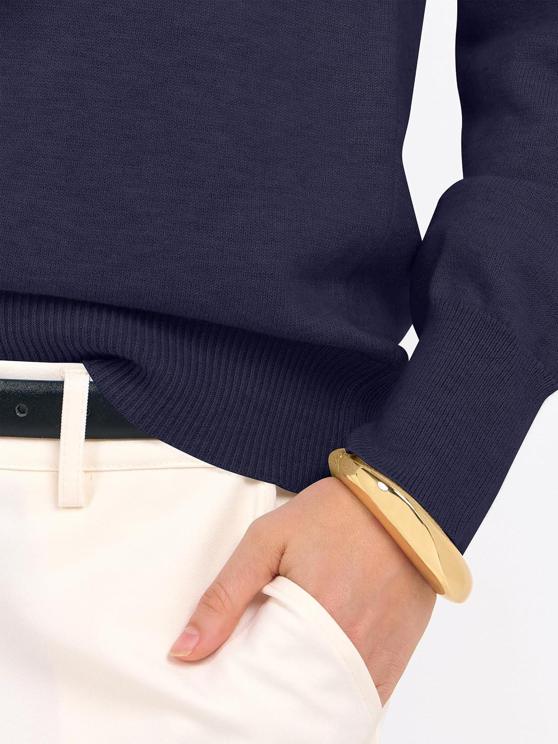 imageANRABESS Womens Long Sleeve V Neck Sweaters 2025 Fall Casual Classic Soft Loose Fit Basic Pullover Jumper TopNavy Blue