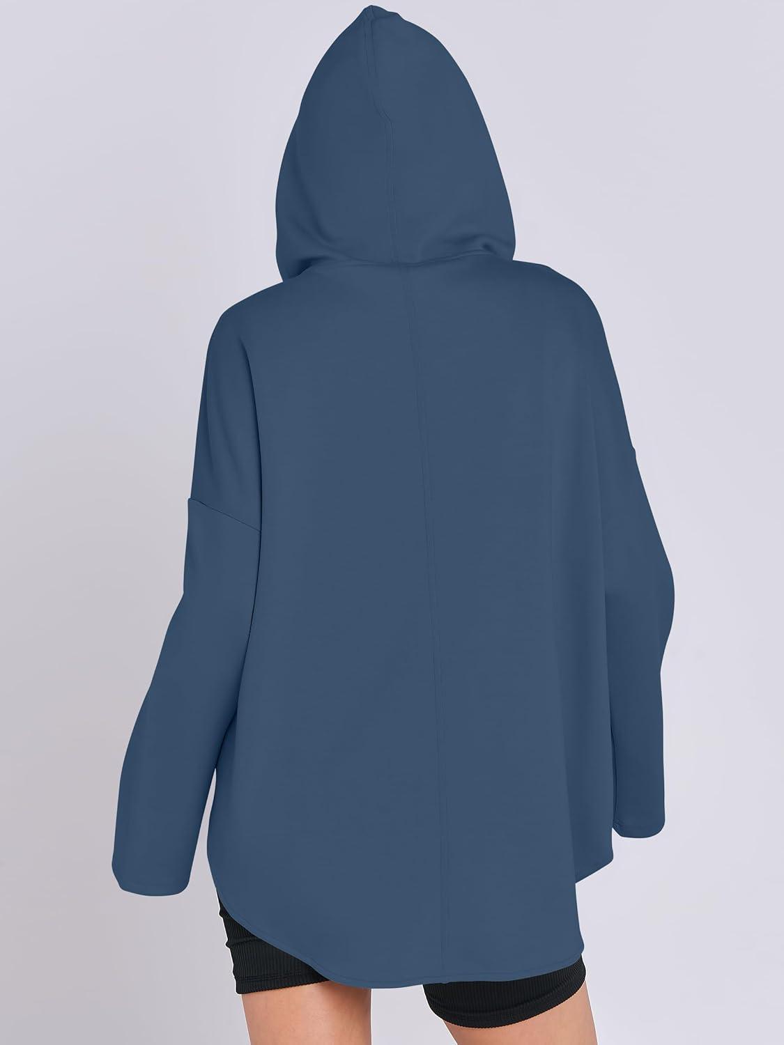 imageANRABESS Womens Oversized Hoodie Quarter Zip Sweatshirts 2025 Fall Winter Tunic Pullover Top Trendy Teen Girls Preppy ClothesBlue