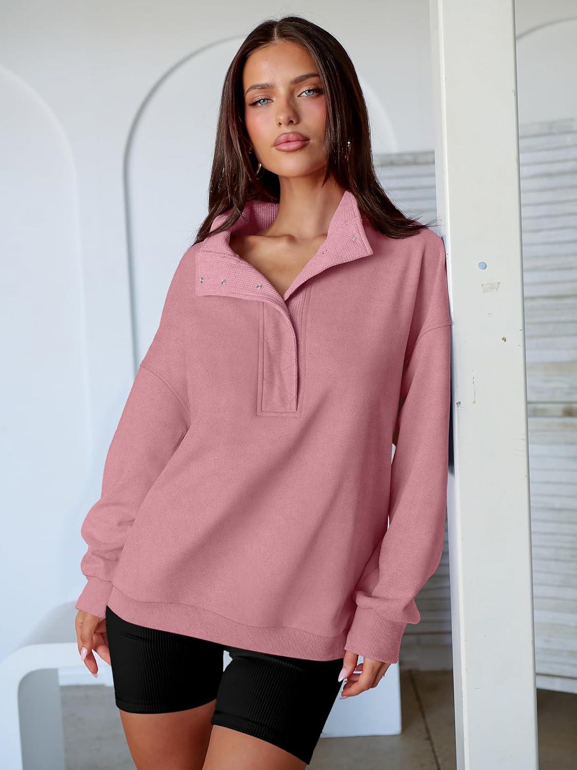 imageANRABESS Womens Oversized Sweatshirt Long Sleeve Henley Pullover Tops 2025 Fall Casual Button Loose Fit Teens Fashion OutfitsPink