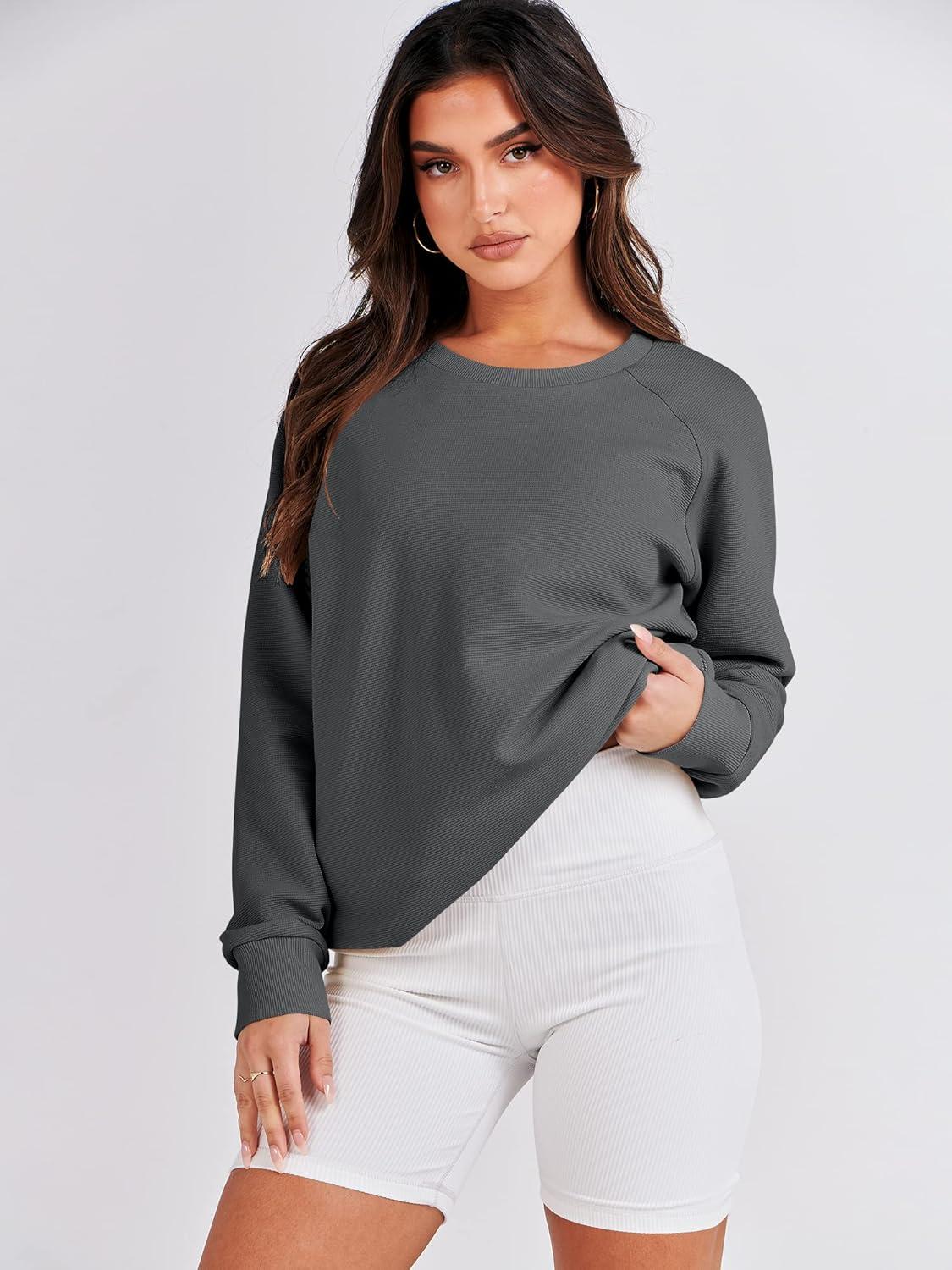 imageANRABESS Womens Oversized Sweatshirts Crewneck Long Sleeve Tunic Pullover Shirts Side Zipper Hoodies 2025 Fall ClothesDark Grey