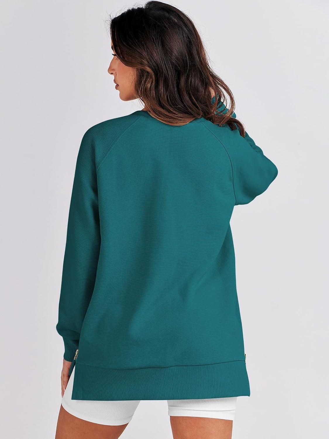 imageANRABESS Womens Oversized Sweatshirts Crewneck Long Sleeve Tunic Pullover Shirts Side Zipper Hoodies 2025 Fall ClothesDusty Blue