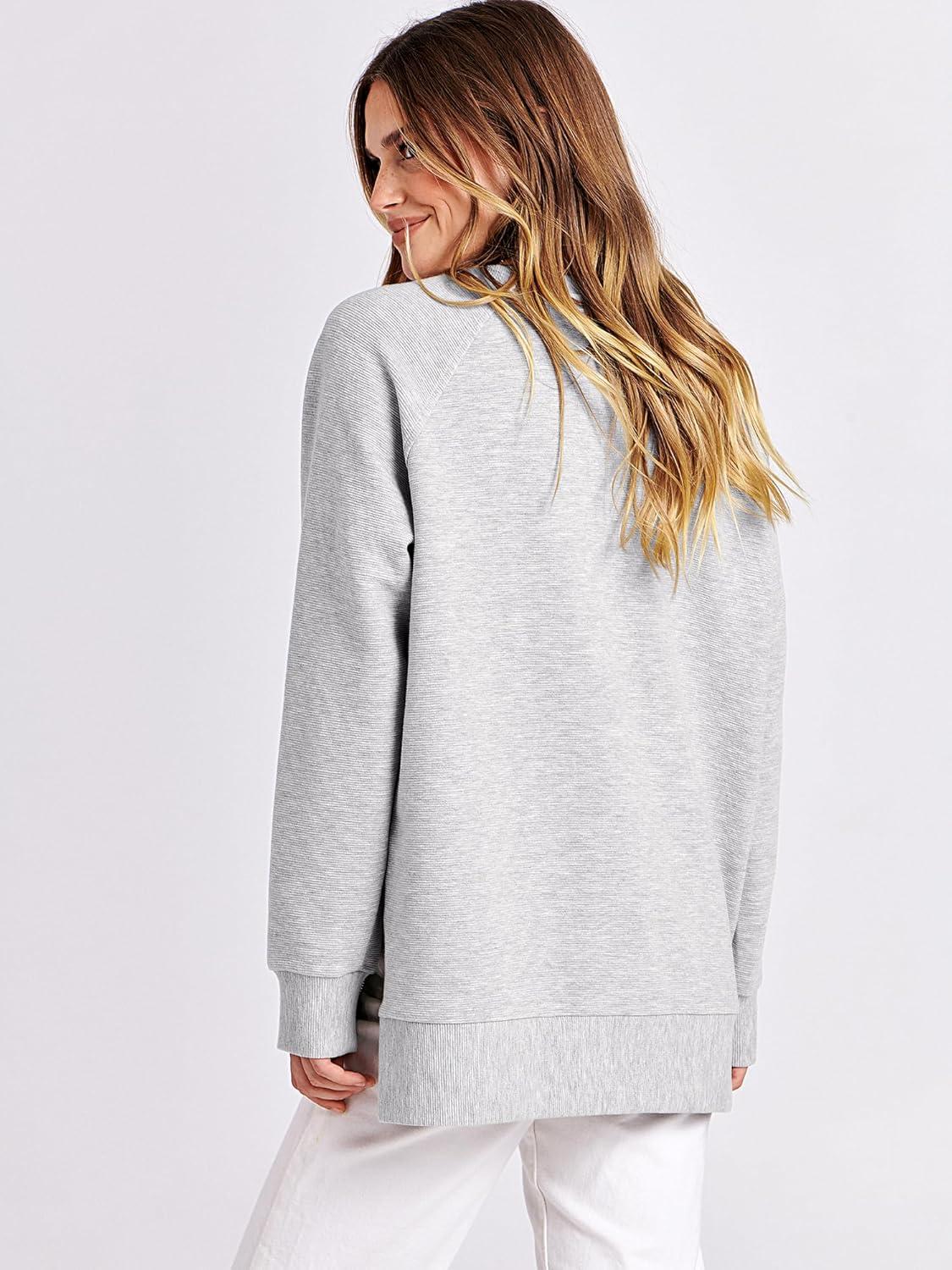 imageANRABESS Womens Oversized Sweatshirts Crewneck Long Sleeve Tunic Pullover Shirts Side Zipper Hoodies 2025 Fall ClothesGray