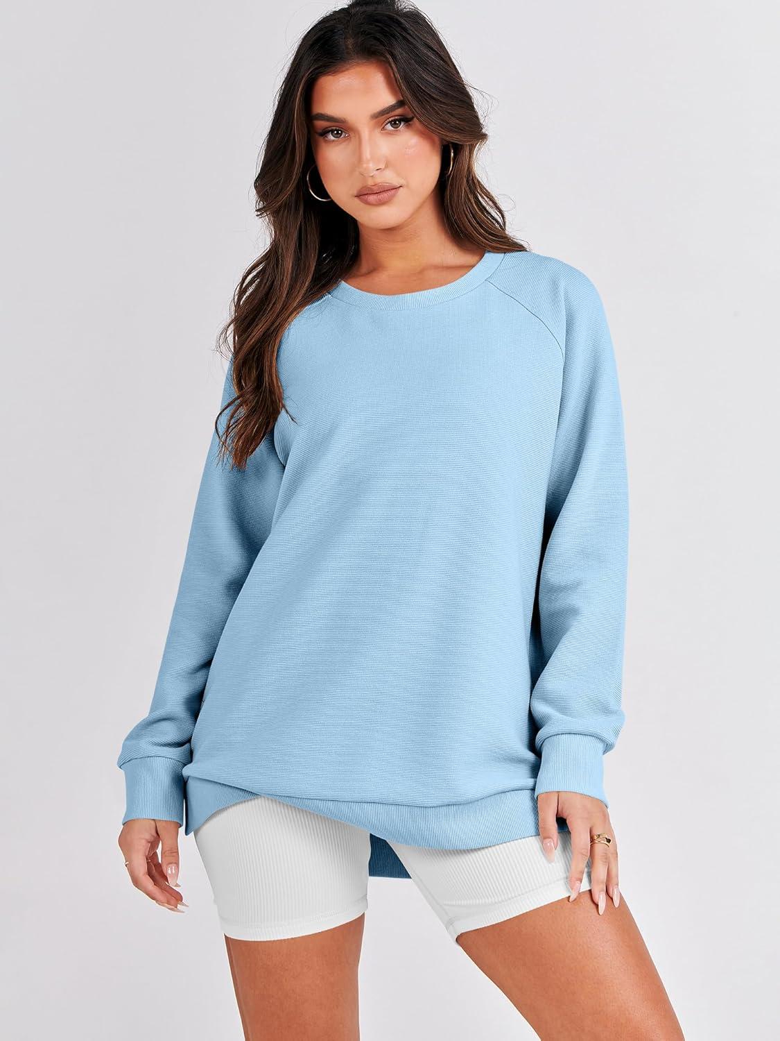 imageANRABESS Womens Oversized Sweatshirts Crewneck Long Sleeve Tunic Pullover Shirts Side Zipper Hoodies 2025 Fall ClothesLight Blue