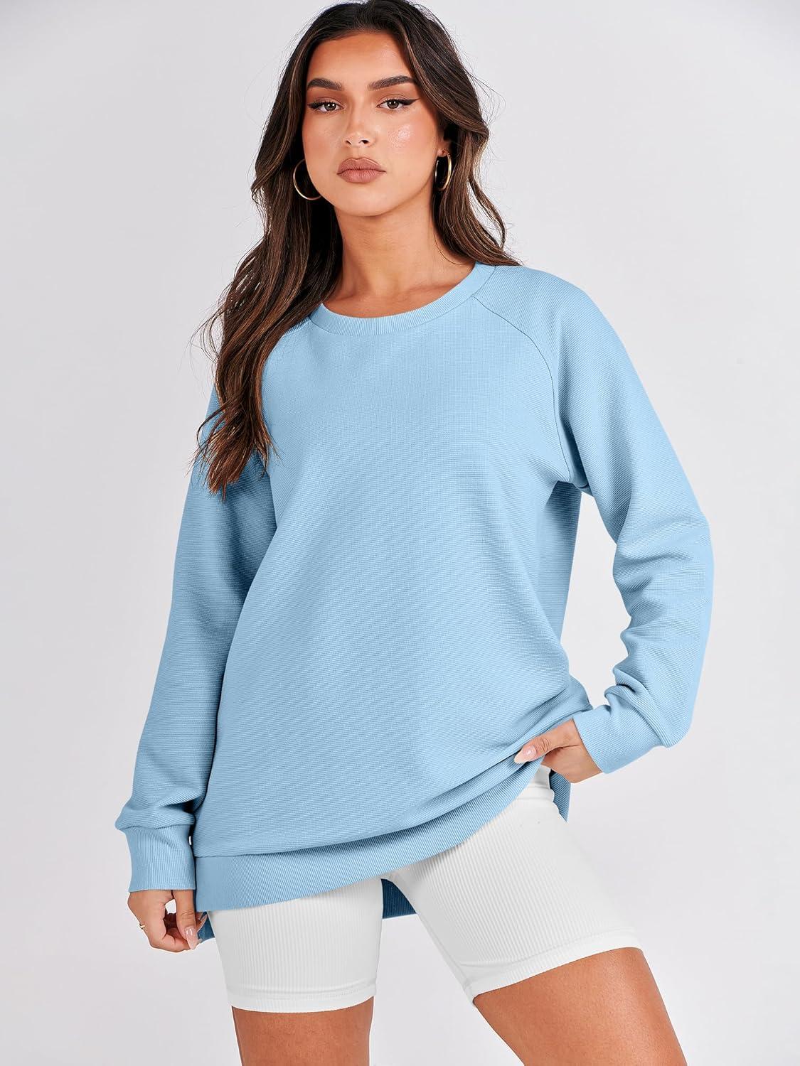 imageANRABESS Womens Oversized Sweatshirts Crewneck Long Sleeve Tunic Pullover Shirts Side Zipper Hoodies 2025 Fall ClothesLight Blue