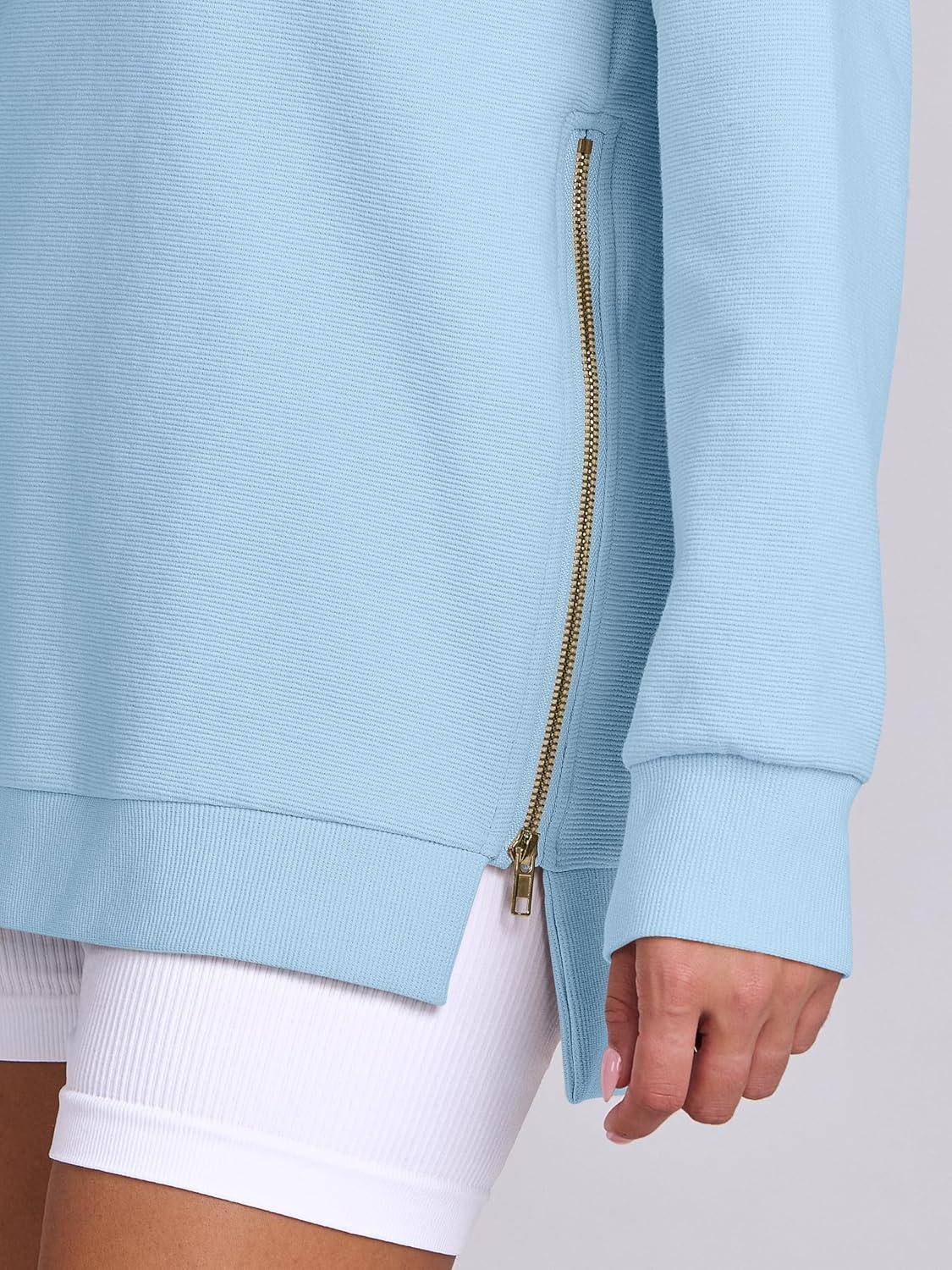 imageANRABESS Womens Oversized Sweatshirts Crewneck Long Sleeve Tunic Pullover Shirts Side Zipper Hoodies 2025 Fall ClothesLight Blue