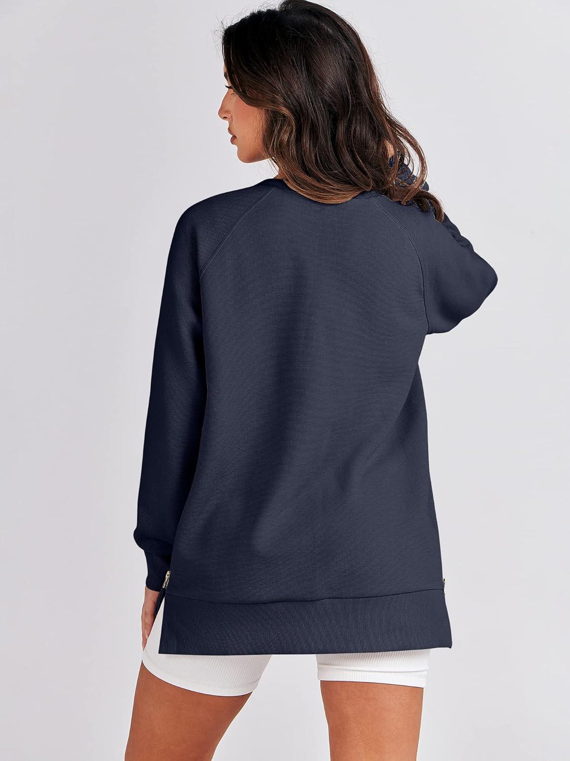 imageANRABESS Womens Oversized Sweatshirts Crewneck Long Sleeve Tunic Pullover Shirts Side Zipper Hoodies 2025 Fall ClothesNavy Blue