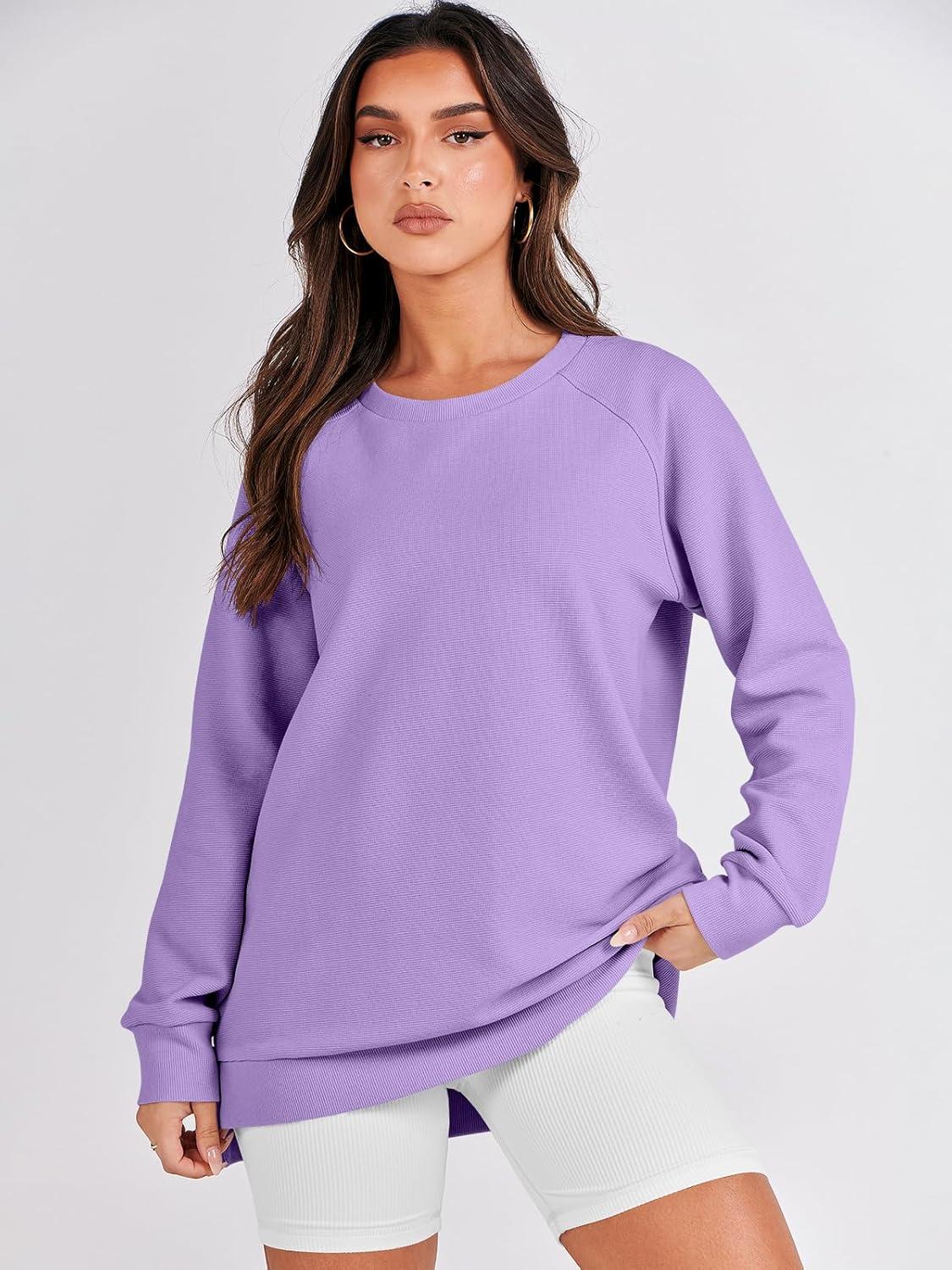 imageANRABESS Womens Oversized Sweatshirts Crewneck Long Sleeve Tunic Pullover Shirts Side Zipper Hoodies 2025 Fall ClothesPurple