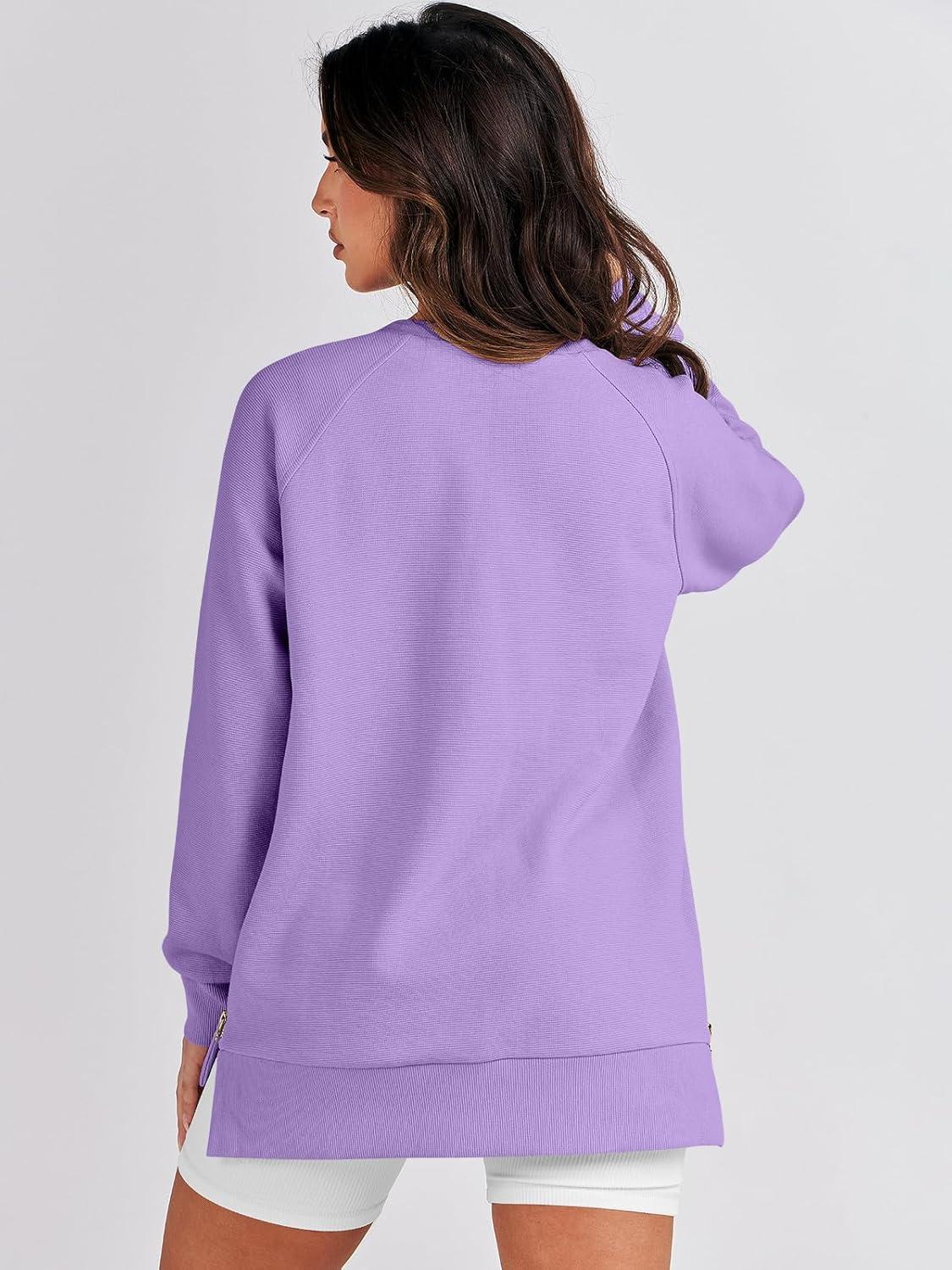 imageANRABESS Womens Oversized Sweatshirts Crewneck Long Sleeve Tunic Pullover Shirts Side Zipper Hoodies 2025 Fall ClothesPurple