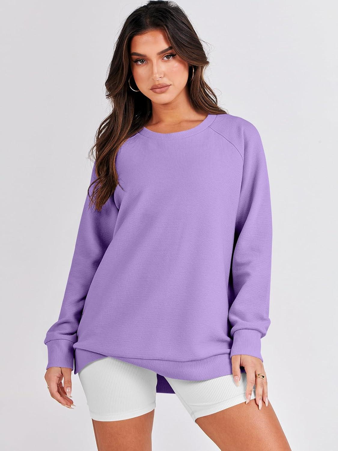 imageANRABESS Womens Oversized Sweatshirts Crewneck Long Sleeve Tunic Pullover Shirts Side Zipper Hoodies 2025 Fall ClothesPurple