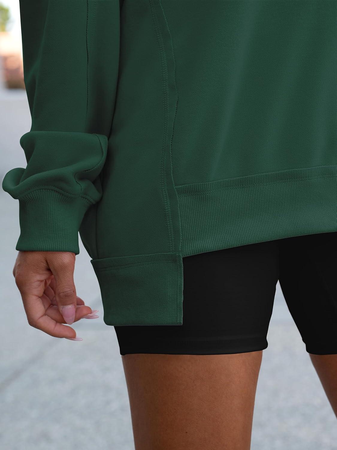 imageANRABESS Womens Oversized Sweatshirts Long Sleeve Tunic Shirts V Neck Loose Pullover Tops 2025 Trendy Fall Teen Girls OutfitDark Green