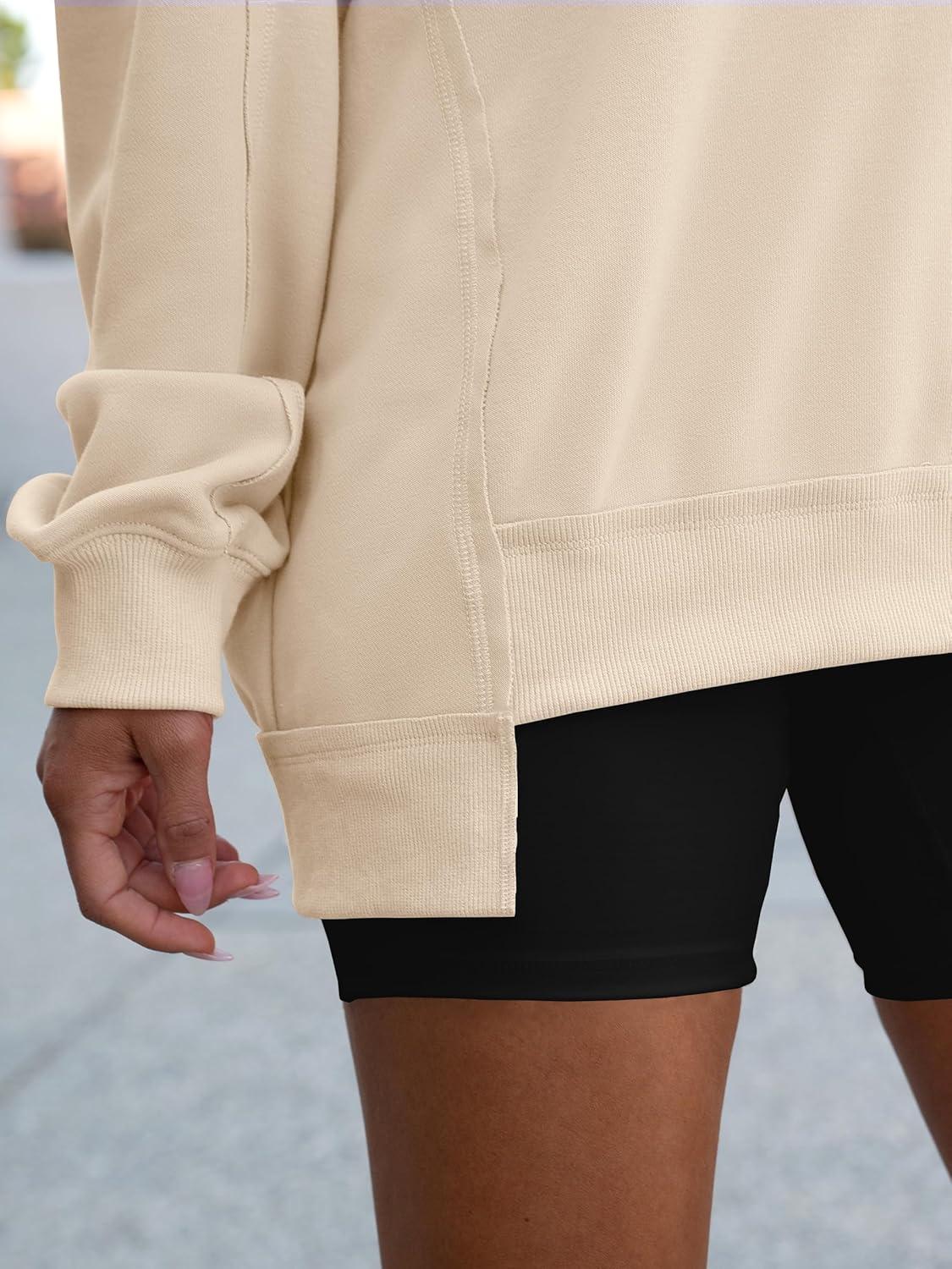 imageANRABESS Womens Oversized Sweatshirts Long Sleeve Tunic Shirts V Neck Loose Pullover Tops 2025 Trendy Fall Teen Girls OutfitKhaki