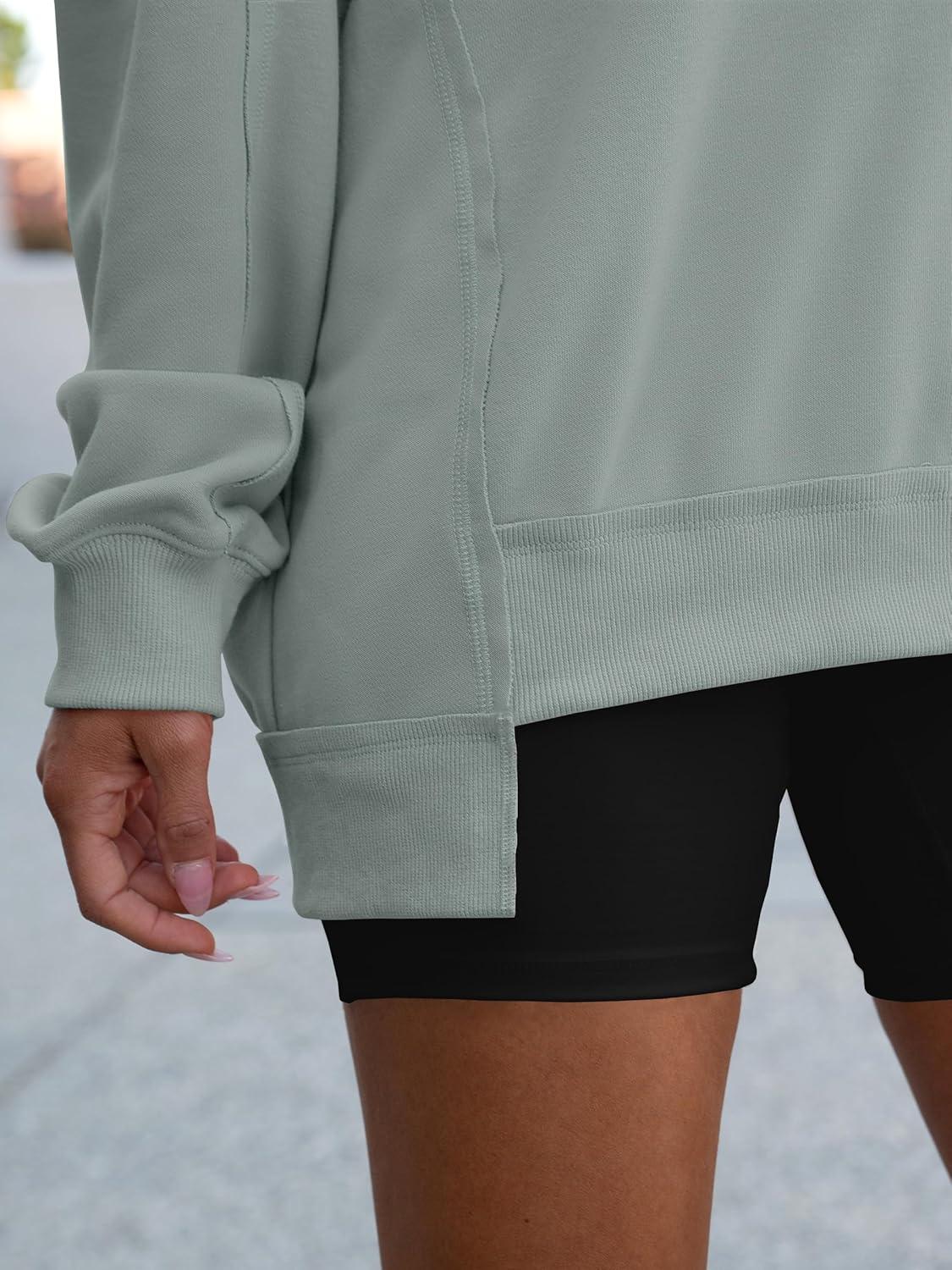 imageANRABESS Womens Oversized Sweatshirts Long Sleeve Tunic Shirts V Neck Loose Pullover Tops 2025 Trendy Fall Teen Girls OutfitLight Green