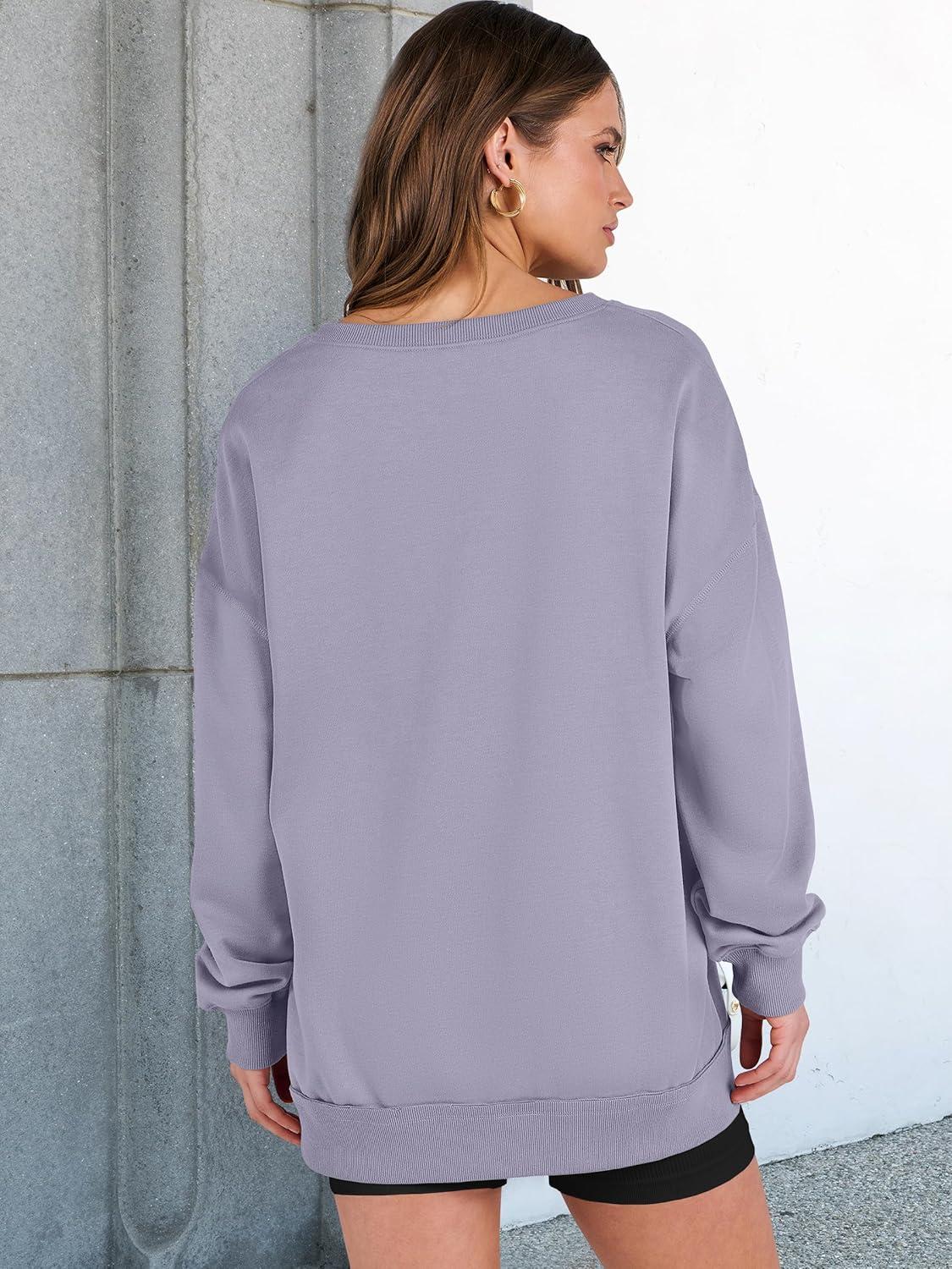 imageANRABESS Womens Oversized Sweatshirts Long Sleeve Tunic Shirts V Neck Loose Pullover Tops 2025 Trendy Fall Teen Girls OutfitLight Purple
