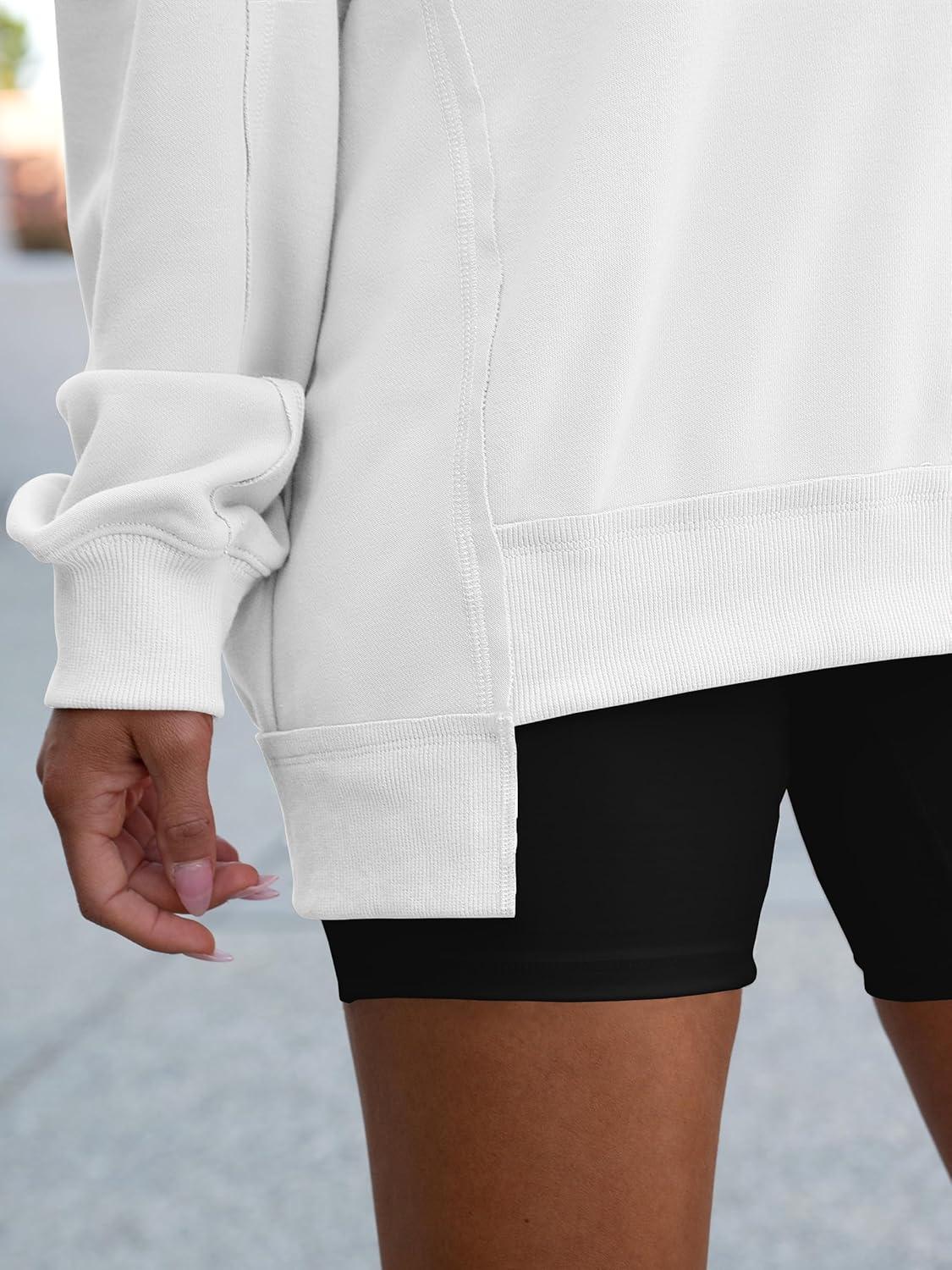 imageANRABESS Womens Oversized Sweatshirts Long Sleeve Tunic Shirts V Neck Loose Pullover Tops 2025 Trendy Fall Teen Girls OutfitWhite