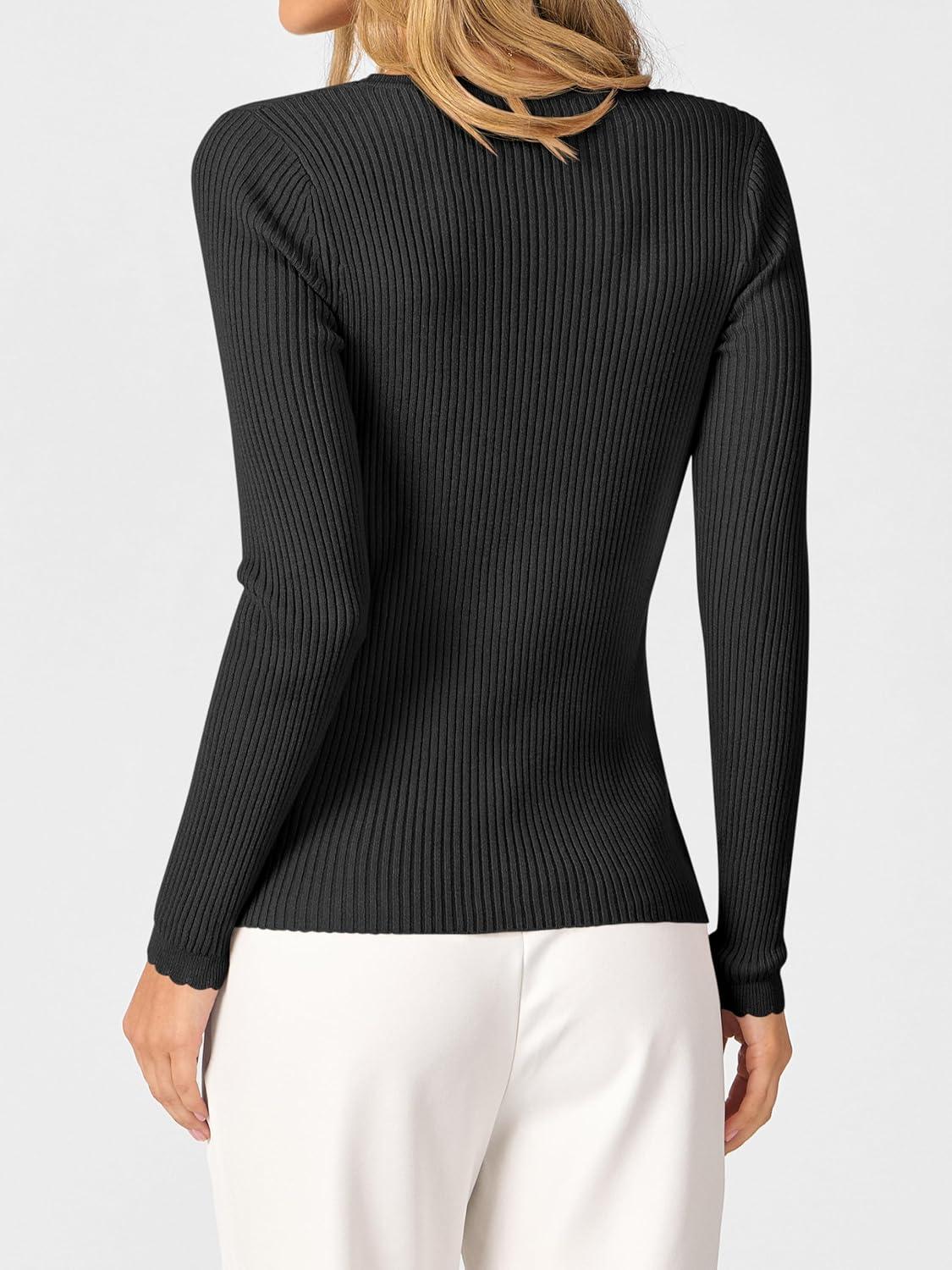 imageANRABESS Womens Ribbed Fitted Sweater Long Sleeve Shirts Scoop Neck Lightweight Casual Knit Slim Tops 2025 Fall OutfitsBlack