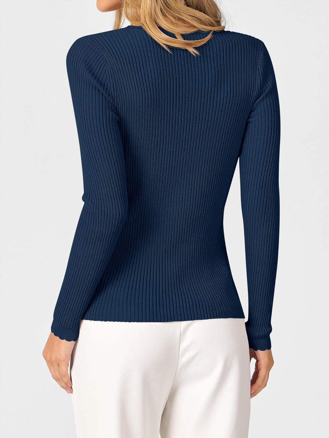 imageANRABESS Womens Ribbed Fitted Sweater Long Sleeve Shirts Scoop Neck Lightweight Casual Knit Slim Tops 2025 Fall OutfitsNavy Blue